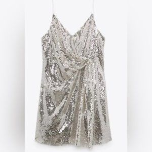 Zara Knotted Sequin Mini Party Dress